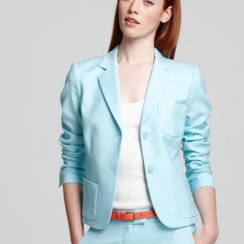 Theory aqua blue stretch wool nillian jacket